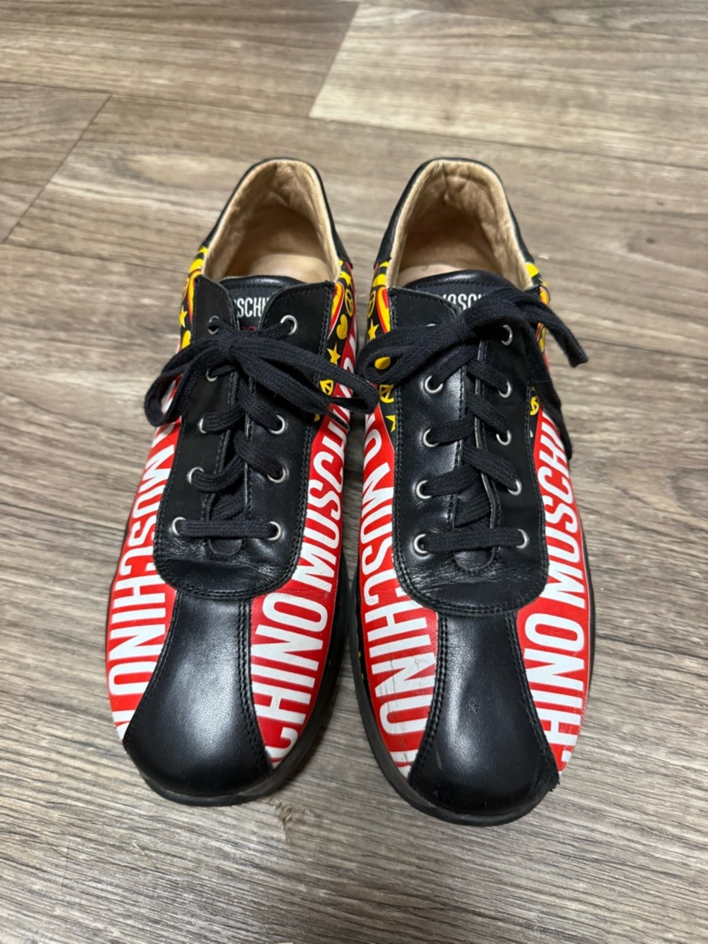Moschino Black, Red & Yellow Logo Low-Top Sneakers